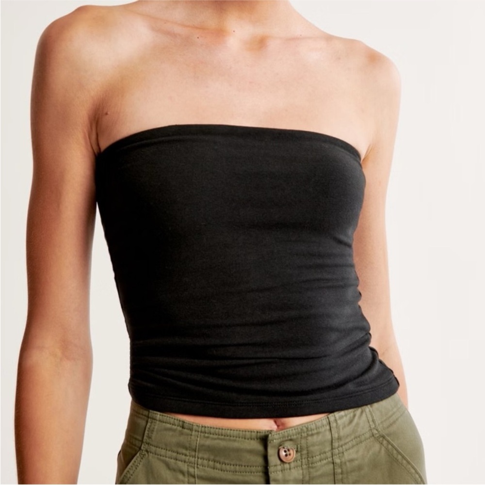 Abercrombie & Fitch Black Strapless Crop Top